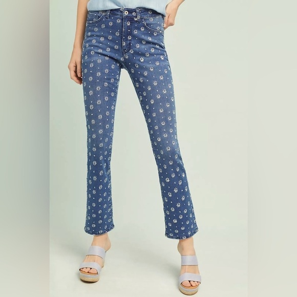 Anthropologie Pilcro & The Letterpress Crop Hi Rise Bootcut Embroidered Jeans - Picture 3 of 16